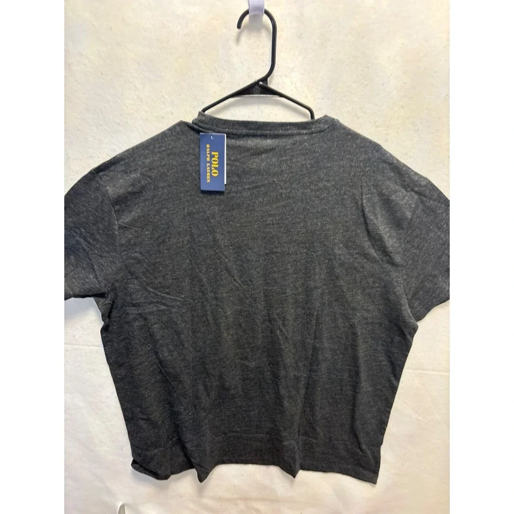 Polo Ralph Lauren Mens T-Shirt XL Classic Fit Charcoal Gray Crew Neck Cotton Ble